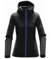 KSH-1W Stormtech Ladies Orbiter Hooded Soft Shell Jacket Black / Azure colour image